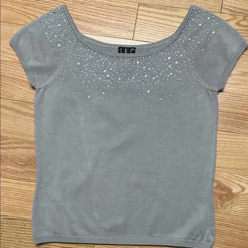 INC International Concepts Gray Short Sleeve Top